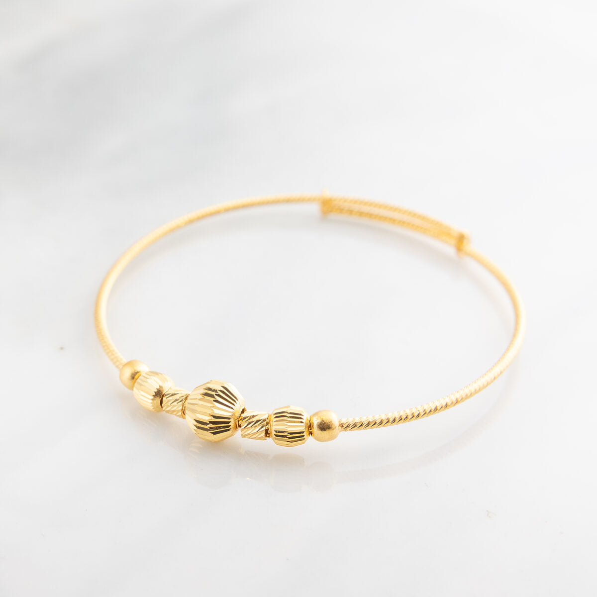 Beads Flex Kids Bangle (D86) - 925 Silver & 24K Gold Plated