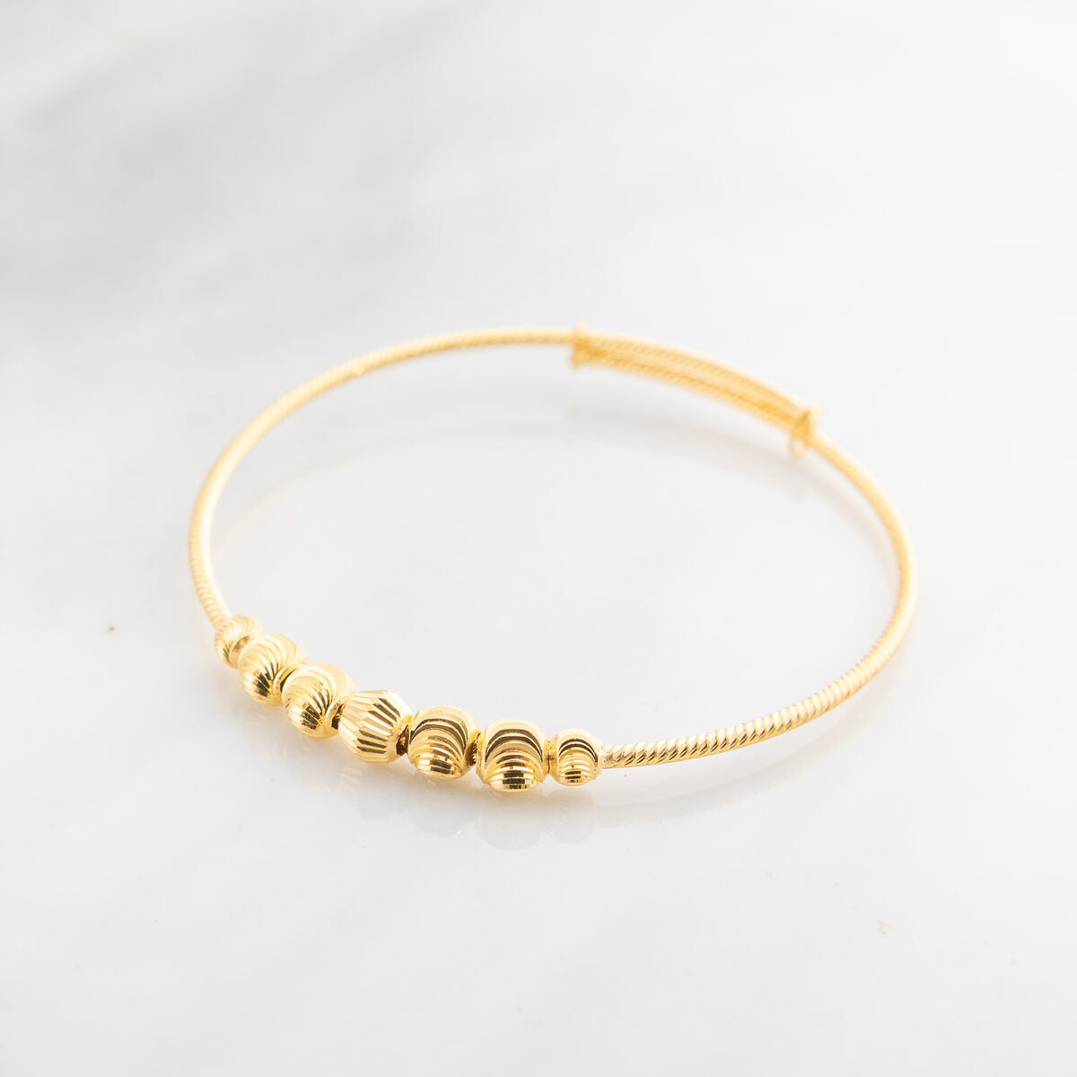 Beads Flex Kids Bangle (D88) - 925 Silver & 24K Gold Plated