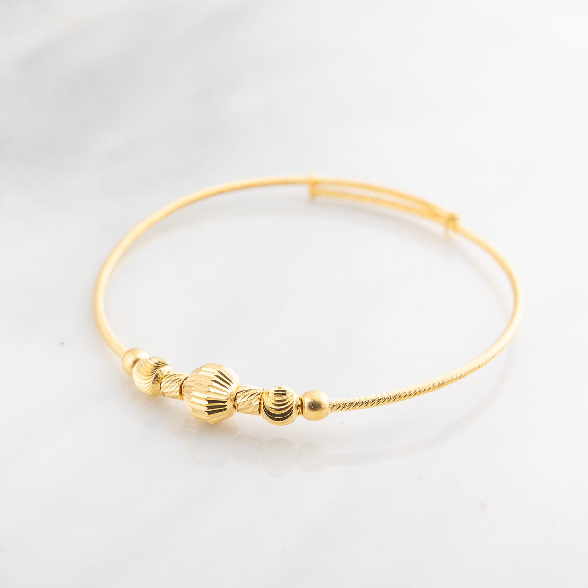 Beads Flex Kids Bangle (D89) - 925 Silver & 24K Gold Plated