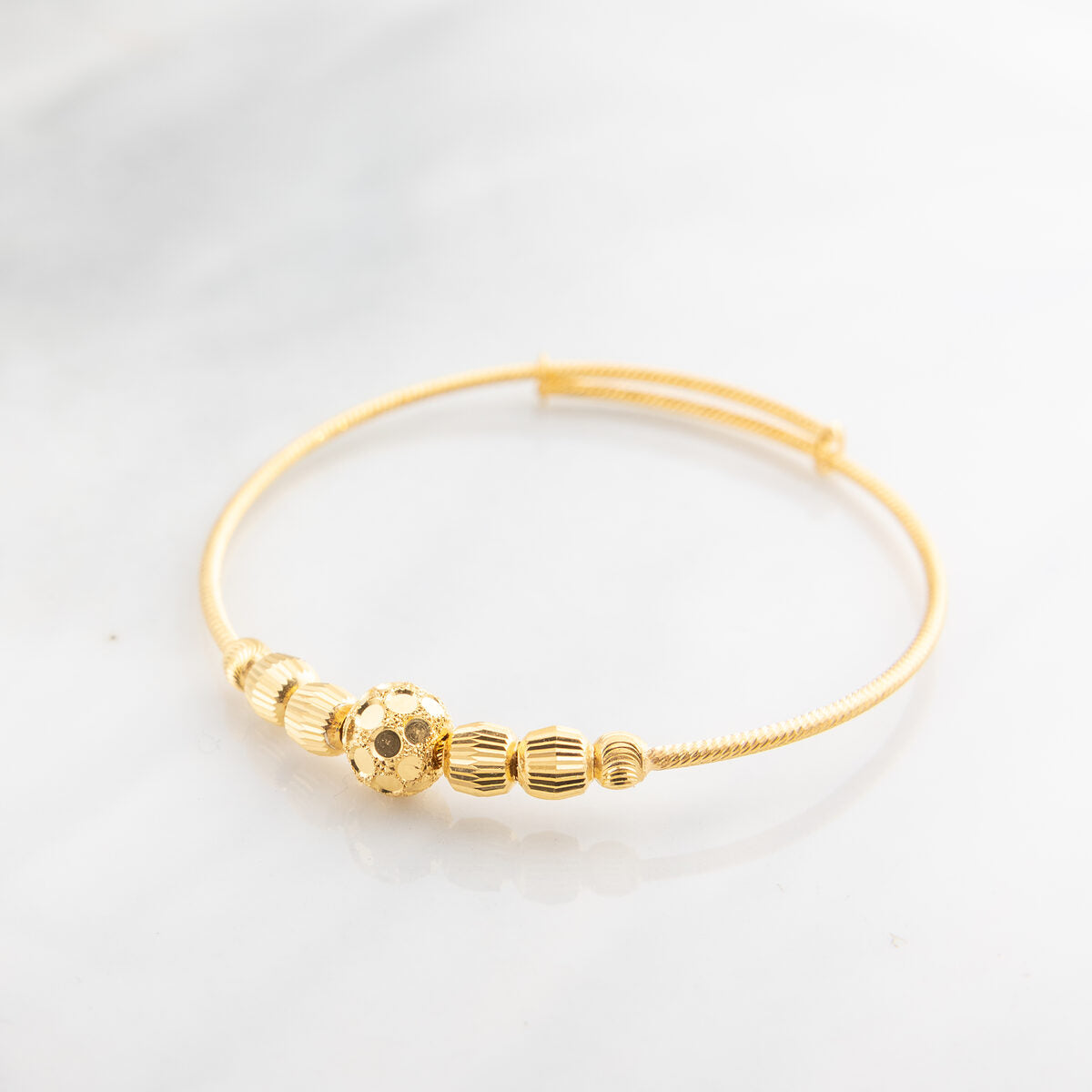 Beads Flex Kids Bangle (D91) - 925 Silver & 24K Gold Plated