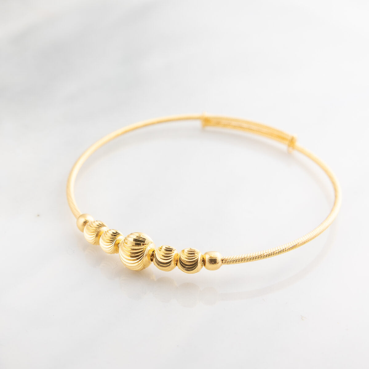 Beads Flex Kids Bangle (D92) - 925 Silver & 24K Gold Plated