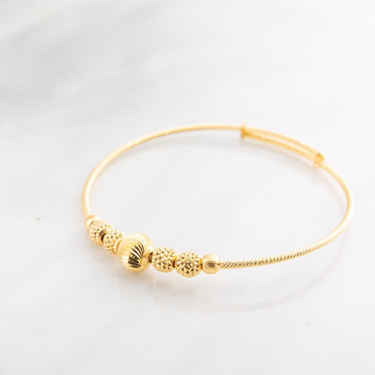 Beads Flex Kids Bangle (D95) - 925 Silver & 24K Gold Plated