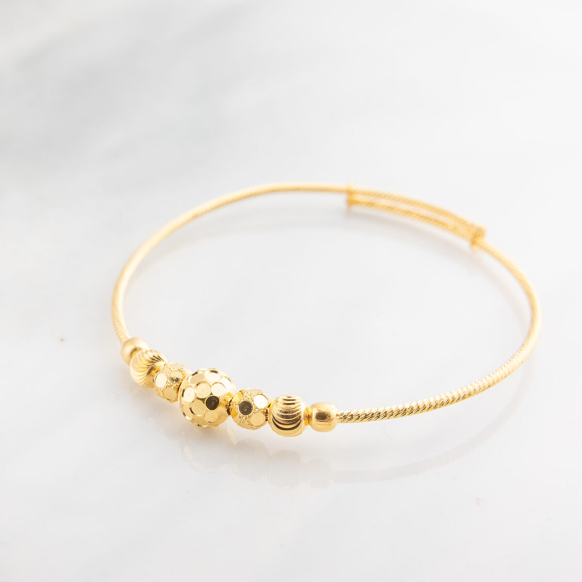 Beads Flex Kids Bangle (D97) - 925 Silver & 24K Gold Plated