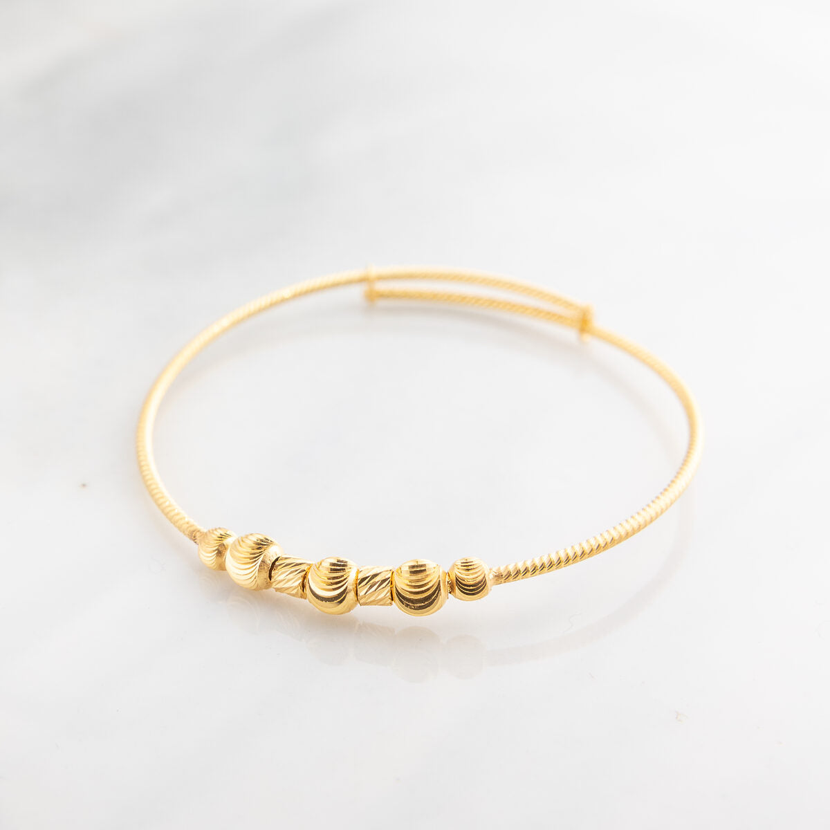 Beads Flex Kids Bangle (D98) - 925 Silver & 24K Gold Plated