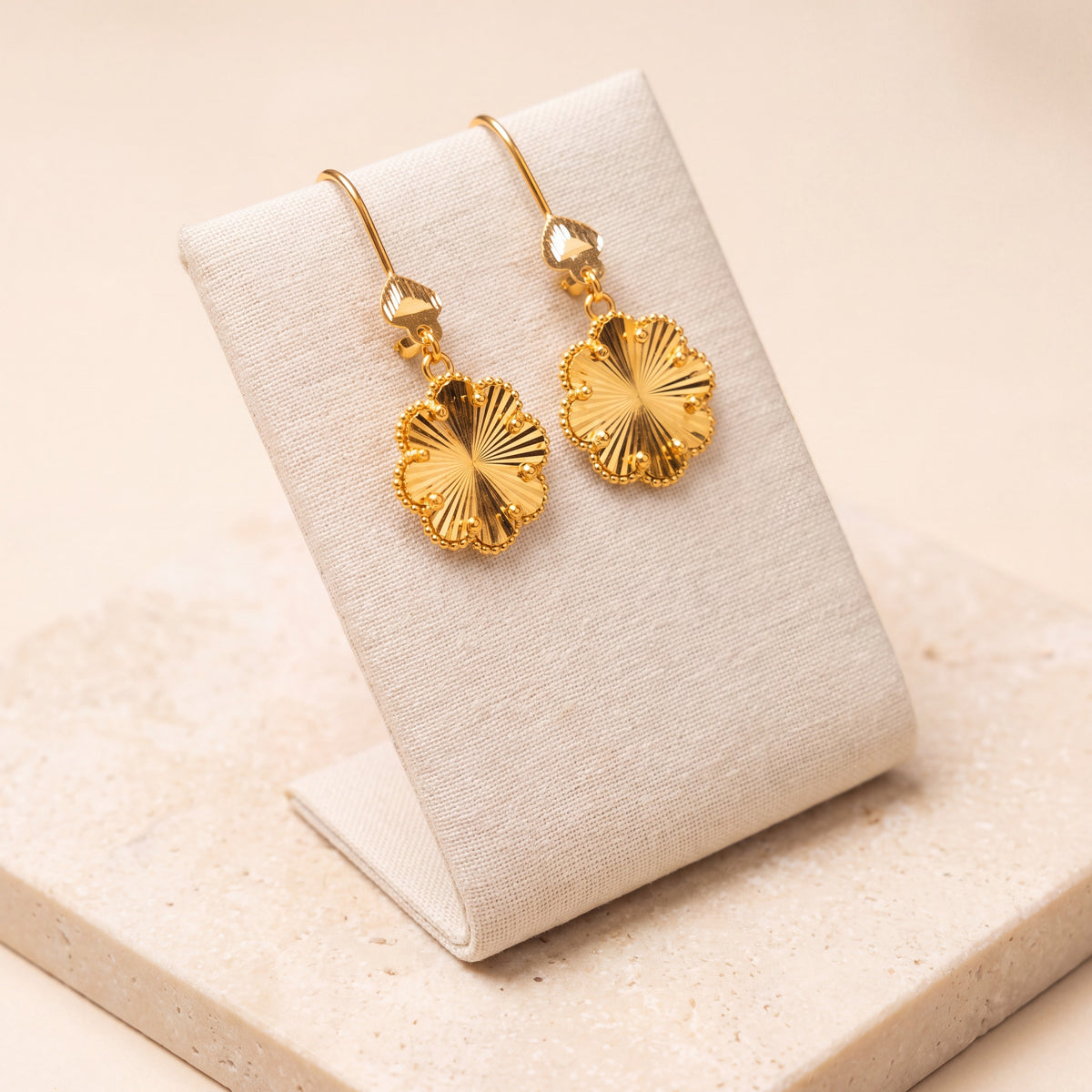 Flower Earrings V2 – Flower without dangles, on travertine