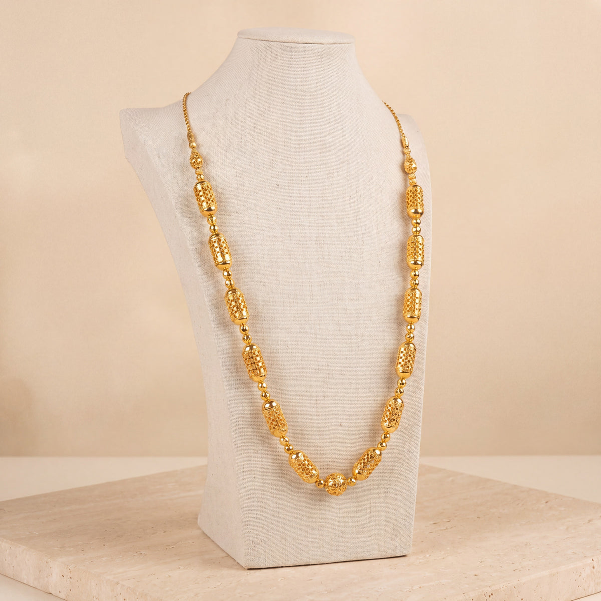 Full Beads Mala Necklace 13 on travertine