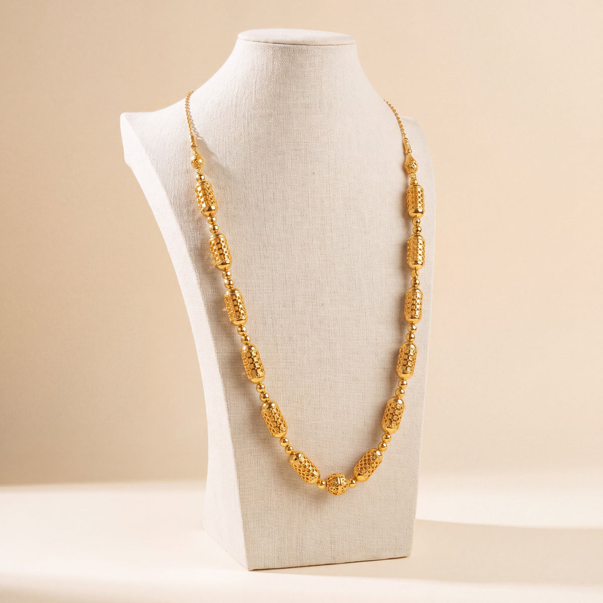 Full Beads Mala Necklace 13, 925 silver 24K gold plated
