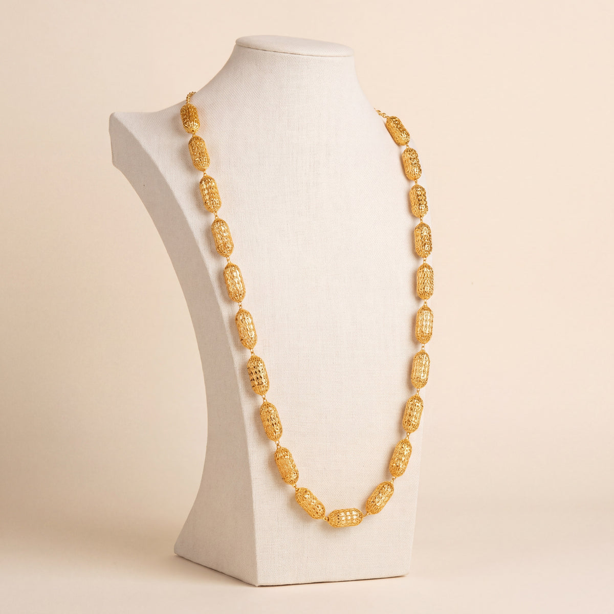 Full Beads Mala Necklace 19, 925 silver 24K gold plated