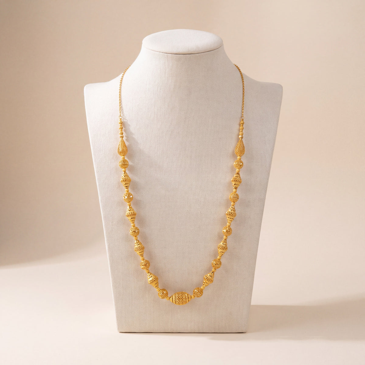 Full Beads Mala Necklace 23, 925 silver 24K gold plated