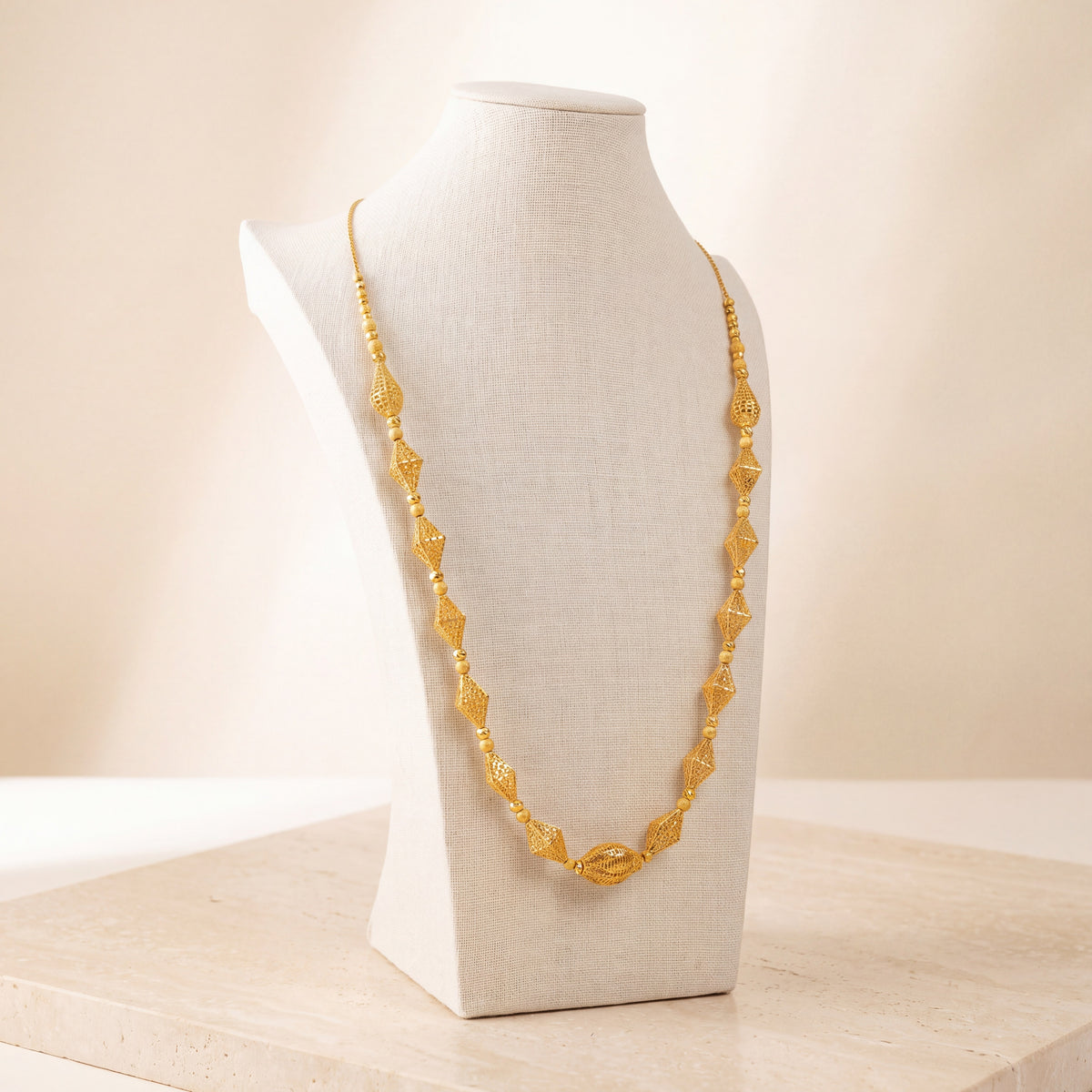 Full Beads Mala Necklace 26 on travertine