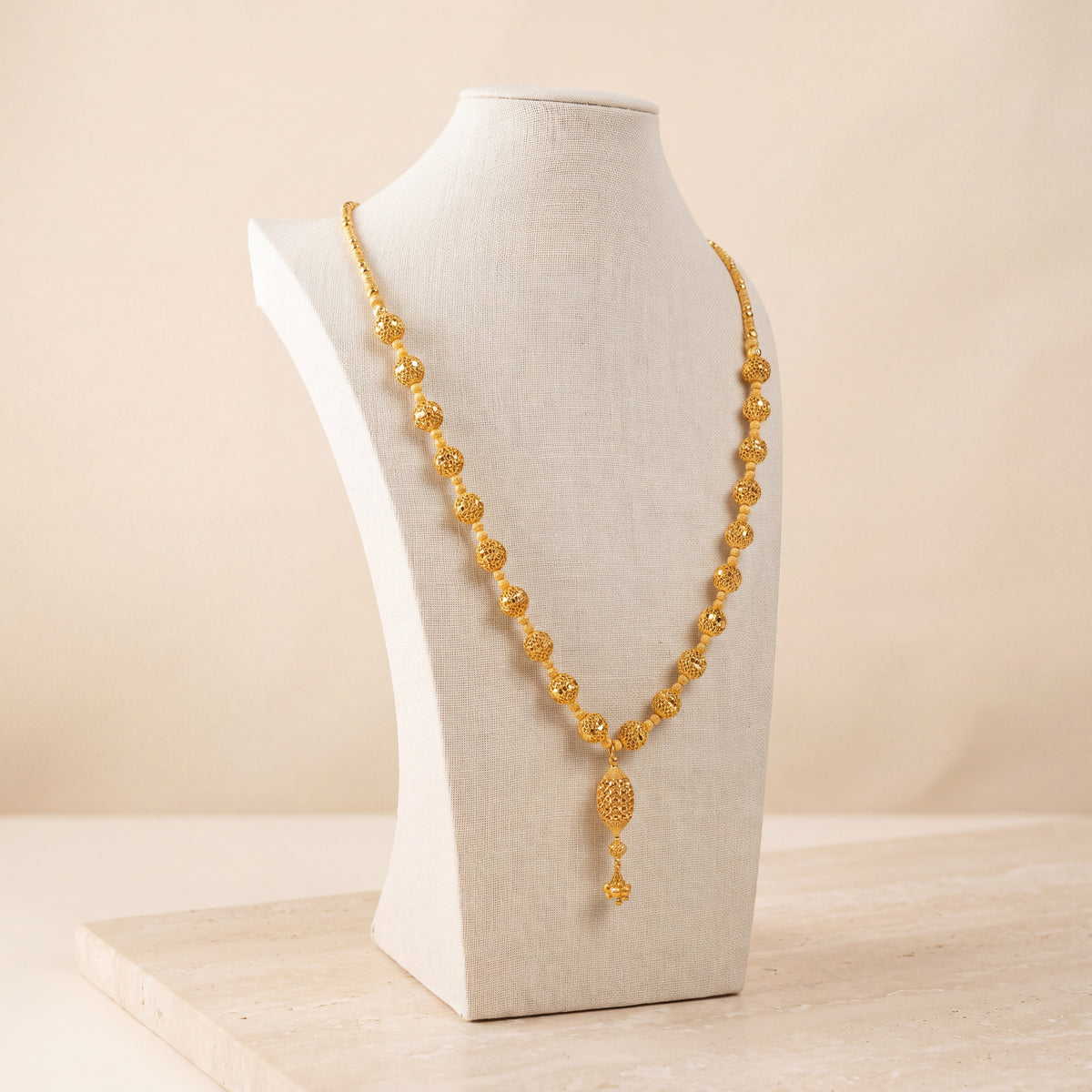 Full Beads Mala Necklace 30 on travertine