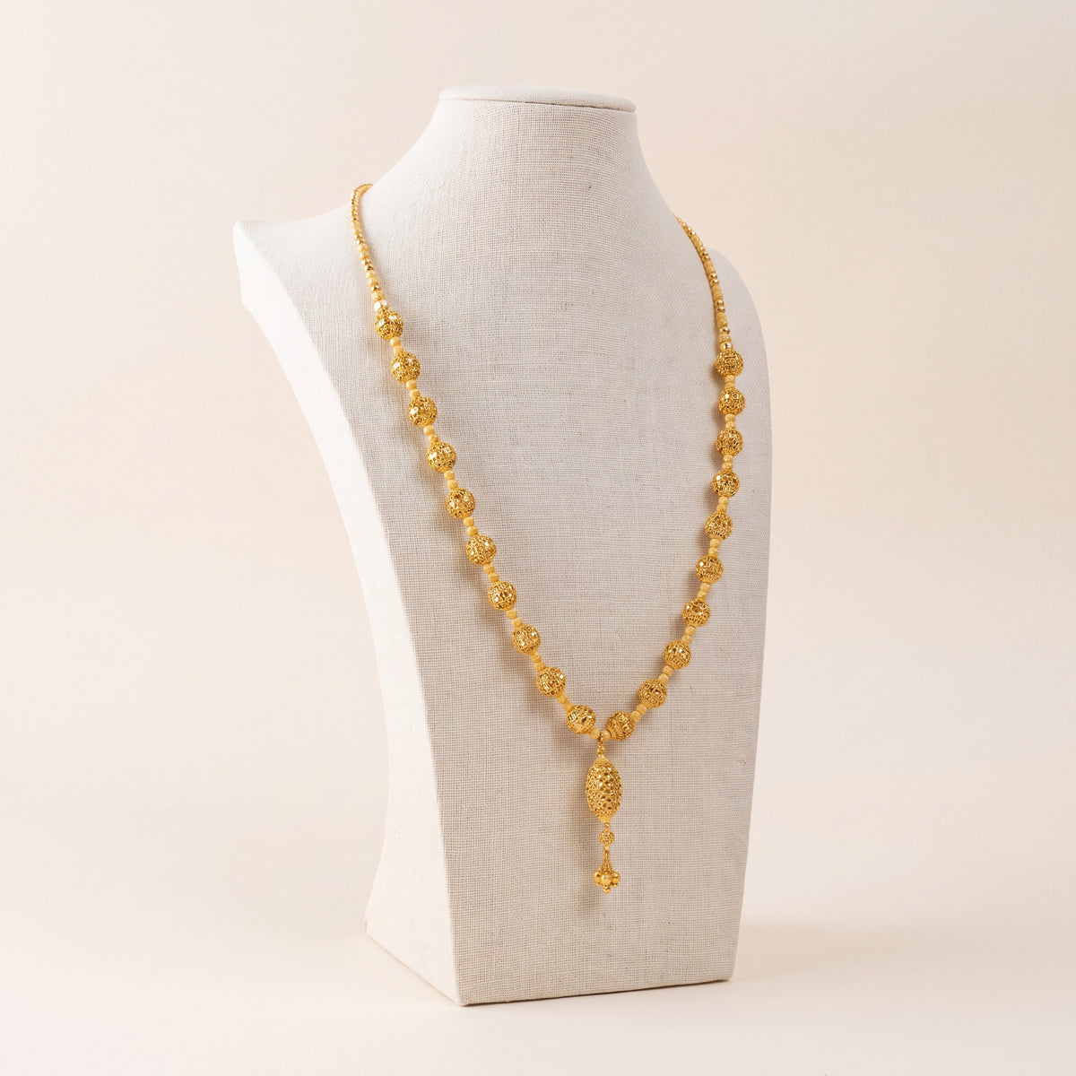 Full Beads Mala Necklace 30, 925 silver 24K gold plated