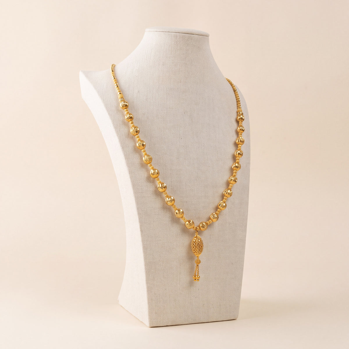 Full Beads Mala Necklace 31, 925 silver 24K gold plated