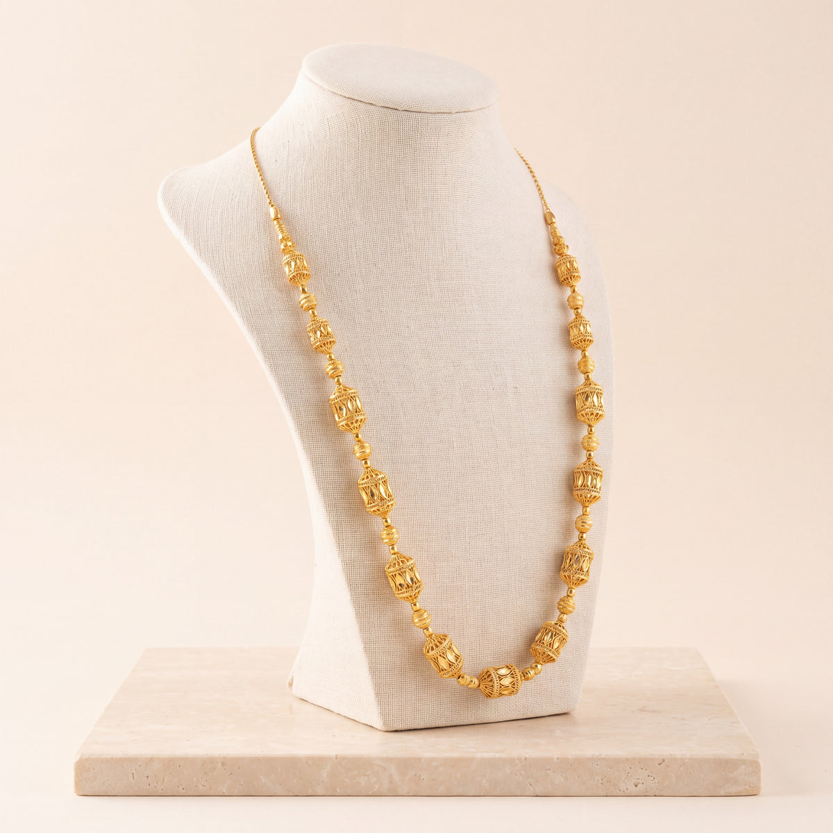 Full Beads Mala Necklace 42 on travertine