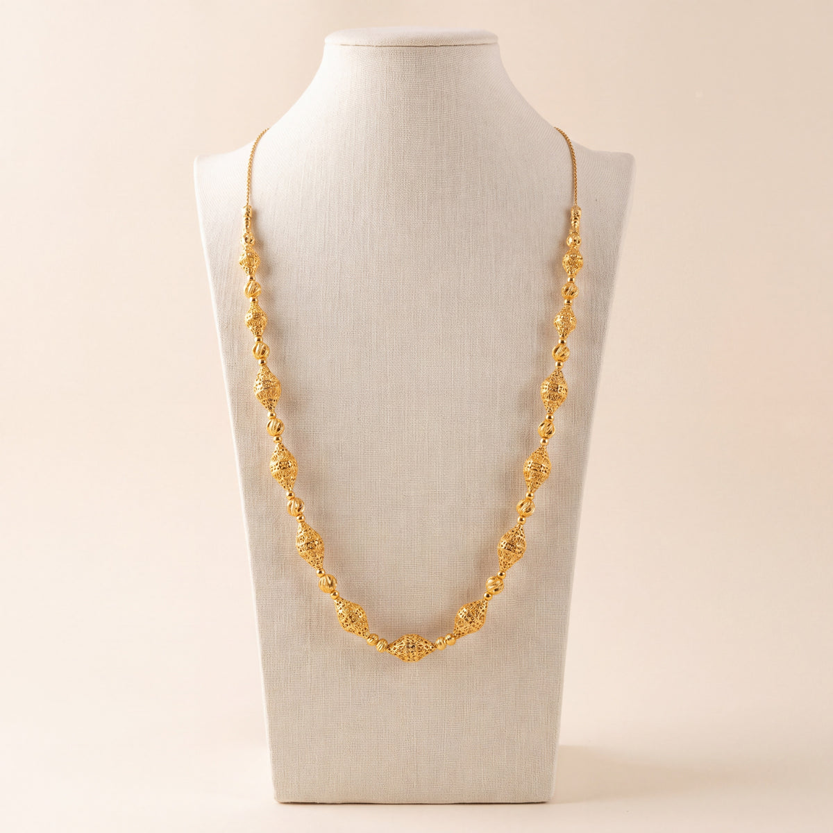 Full Beads Mala Necklace 44, 925 silver 24K gold plated