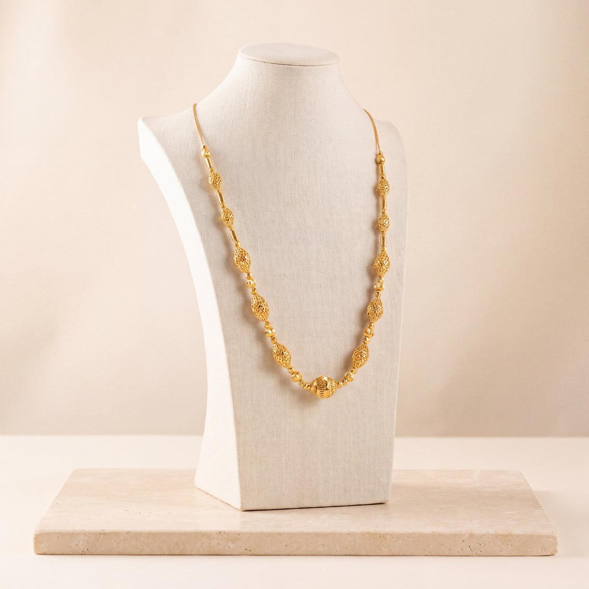 Full Beads Mala Necklace 45 on travertine