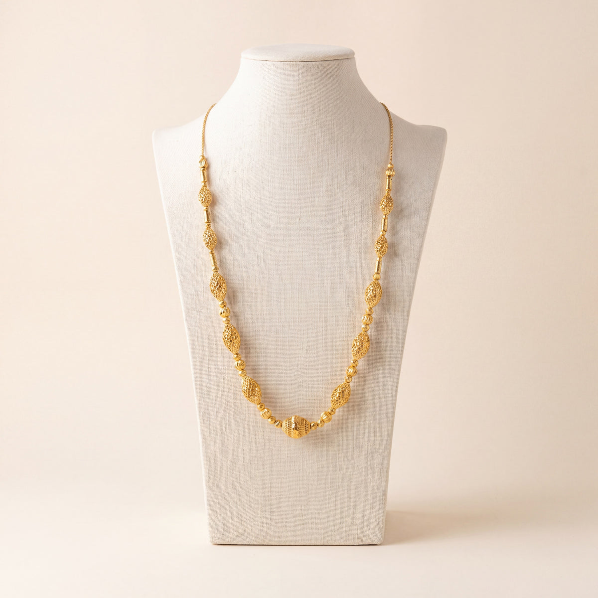 Full Beads Mala Necklace 45, 925 silver 24K gold plated