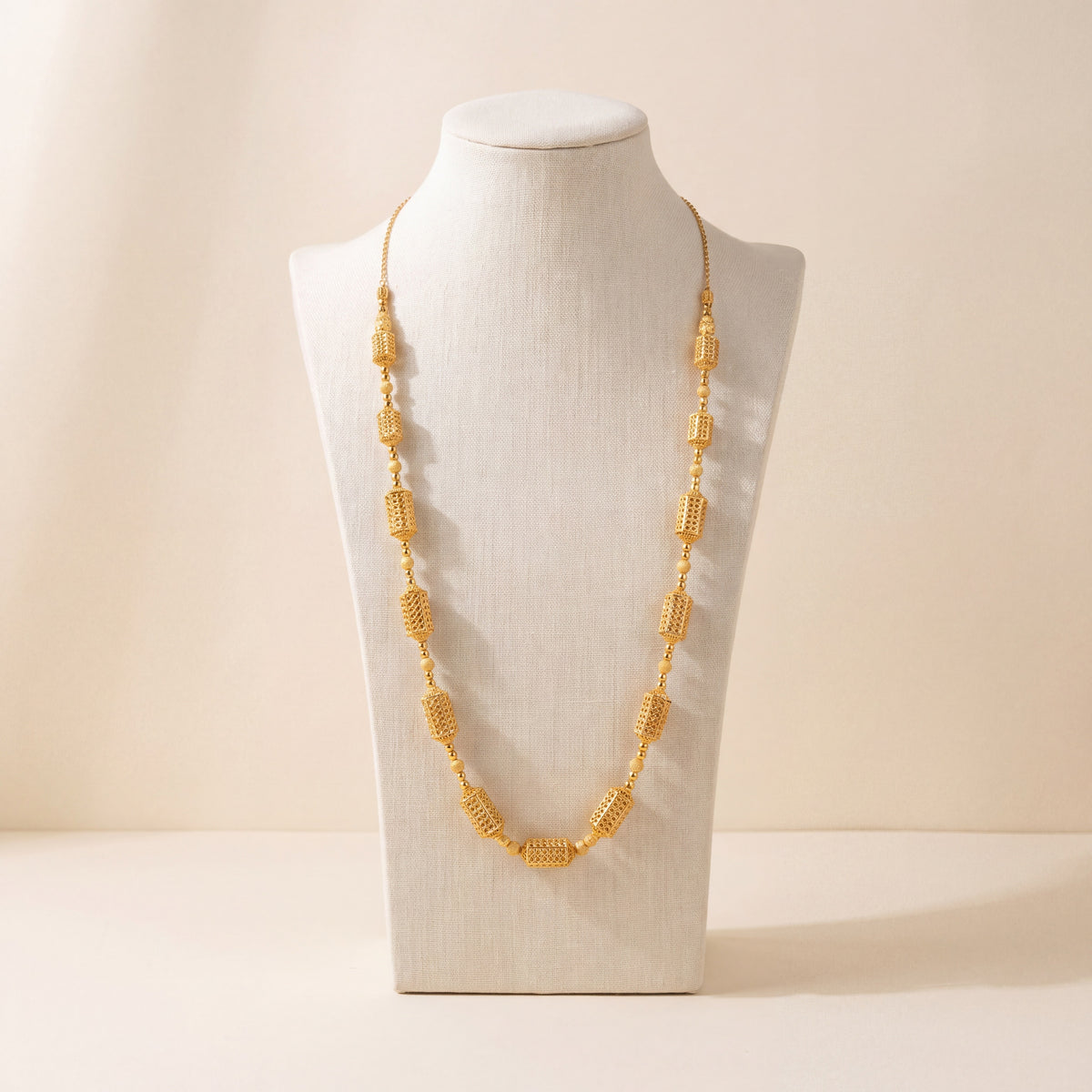 Full Beads Mala Necklace 50, 925 silver 24K gold plated