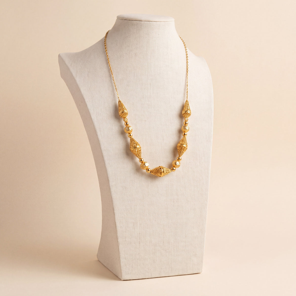 Half Beads Mala Necklace 1, 925 silver 24K gold plated