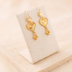 Heart Earrings 3 – Heart with dangles, on travertine
