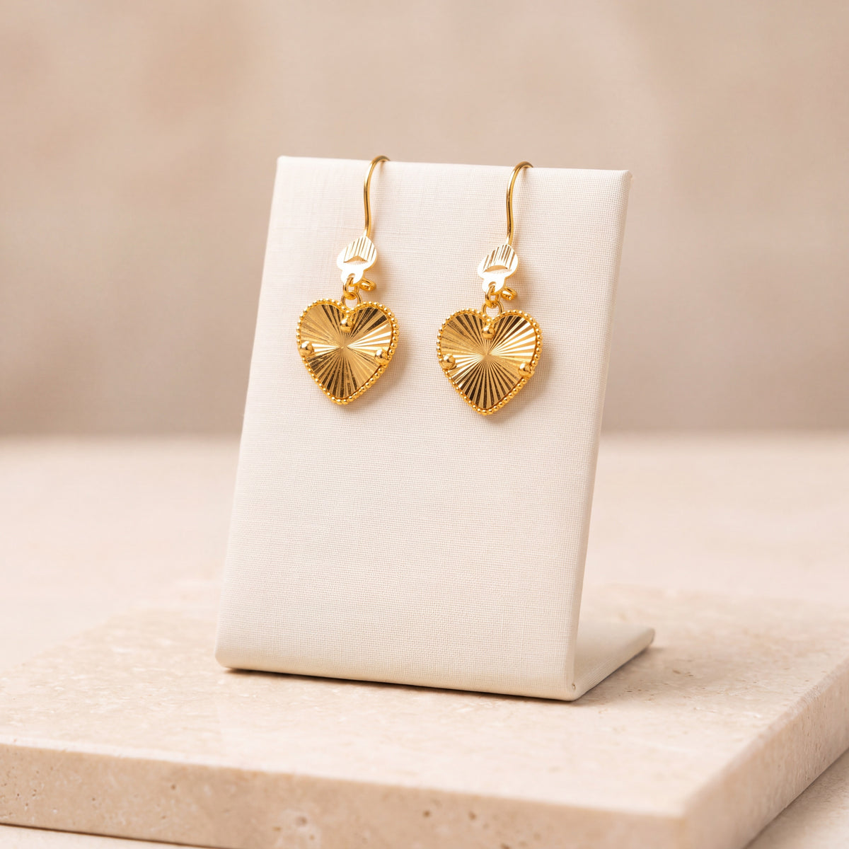 Heart Earrings V1 – Heart without tassels, on travertine