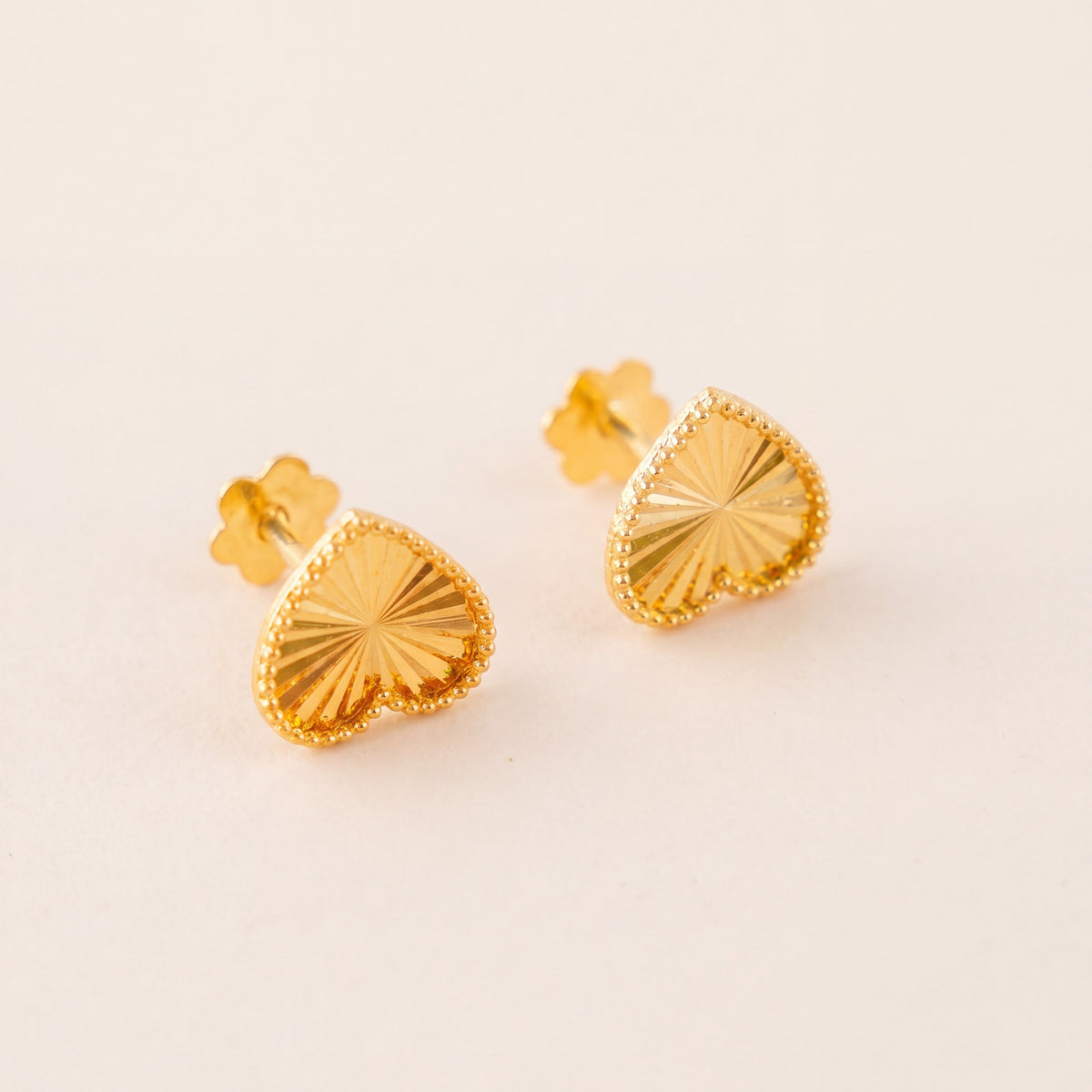 Heart Stud Earrings 5, 925 silver 24K gold plated
