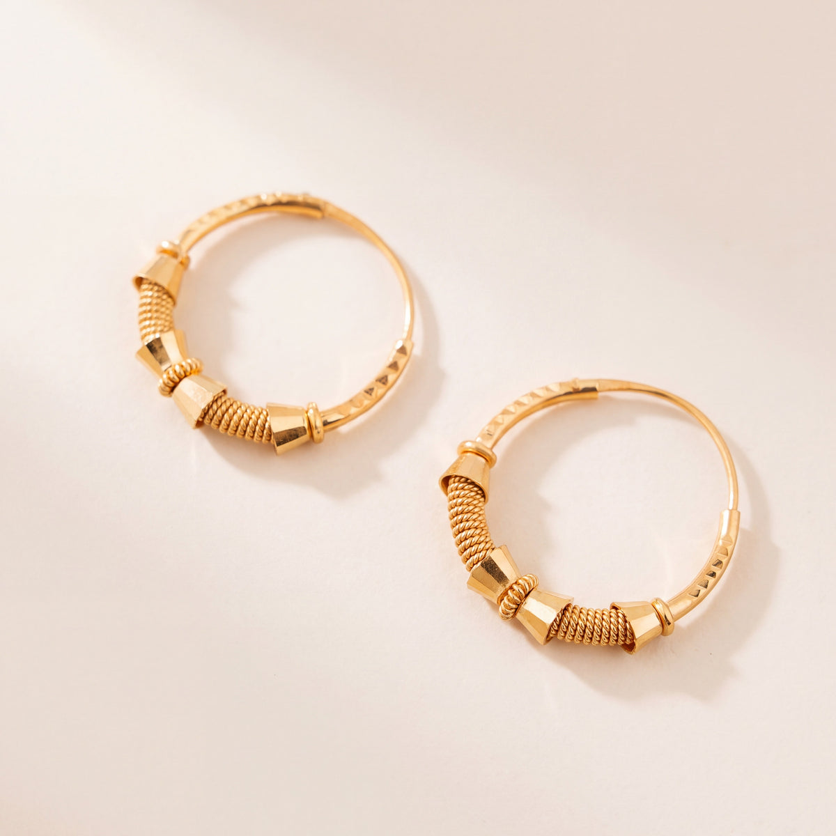 Hoop Earrings D42- (V1), 925 silver 24K gold plated