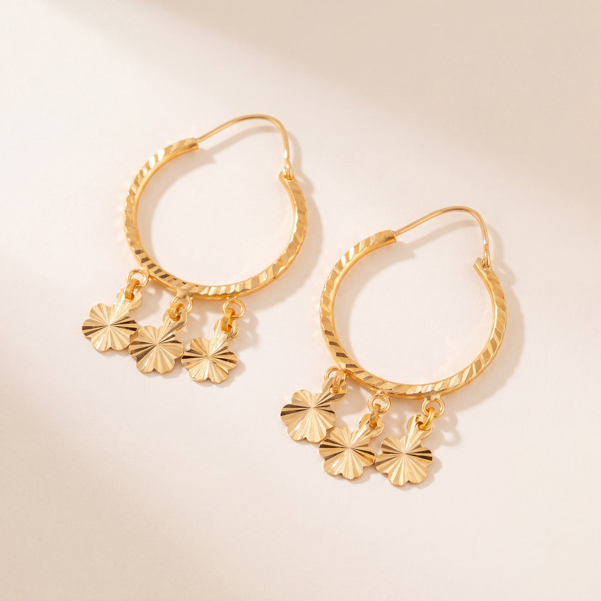 Hoop Earrings D6 - (V1), 925 silver 24K gold plated