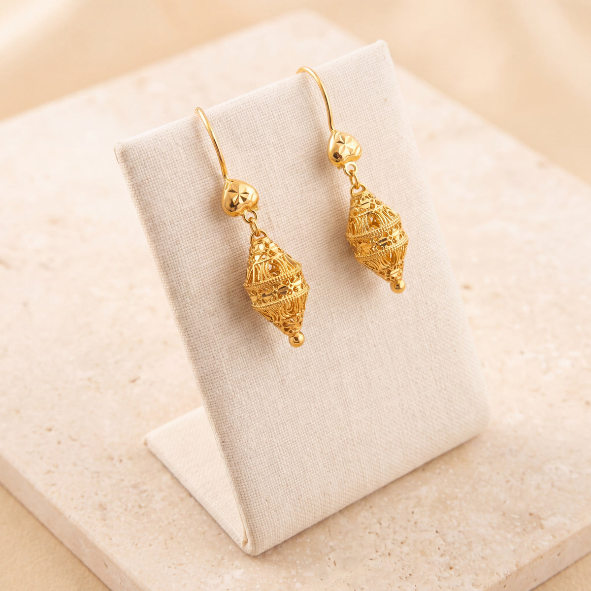 Kid's Bead Drop Earrings (D1) on travertine