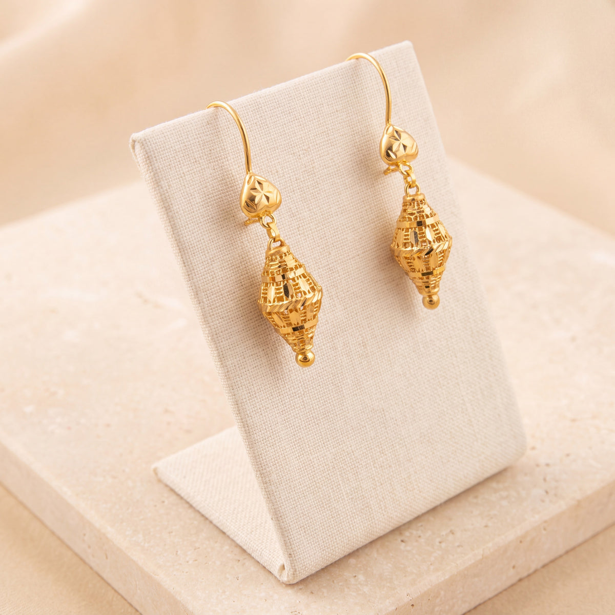Kid's Bead Drop Earrings (D10) on travertine
