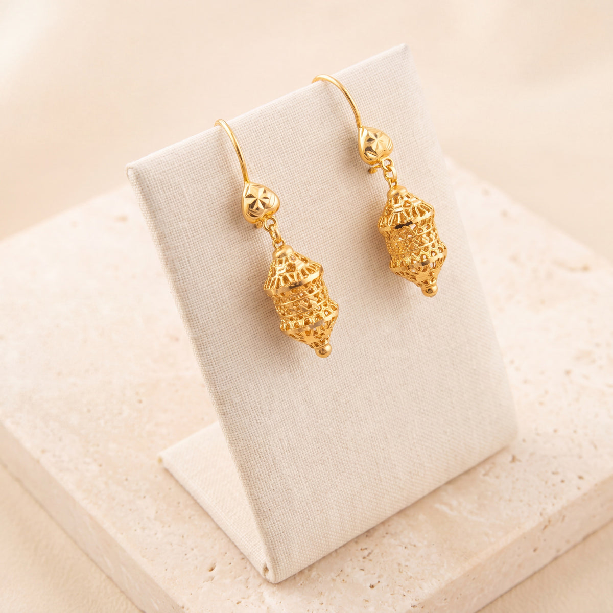 Kid's Bead Drop Earrings (D11) on travertine
