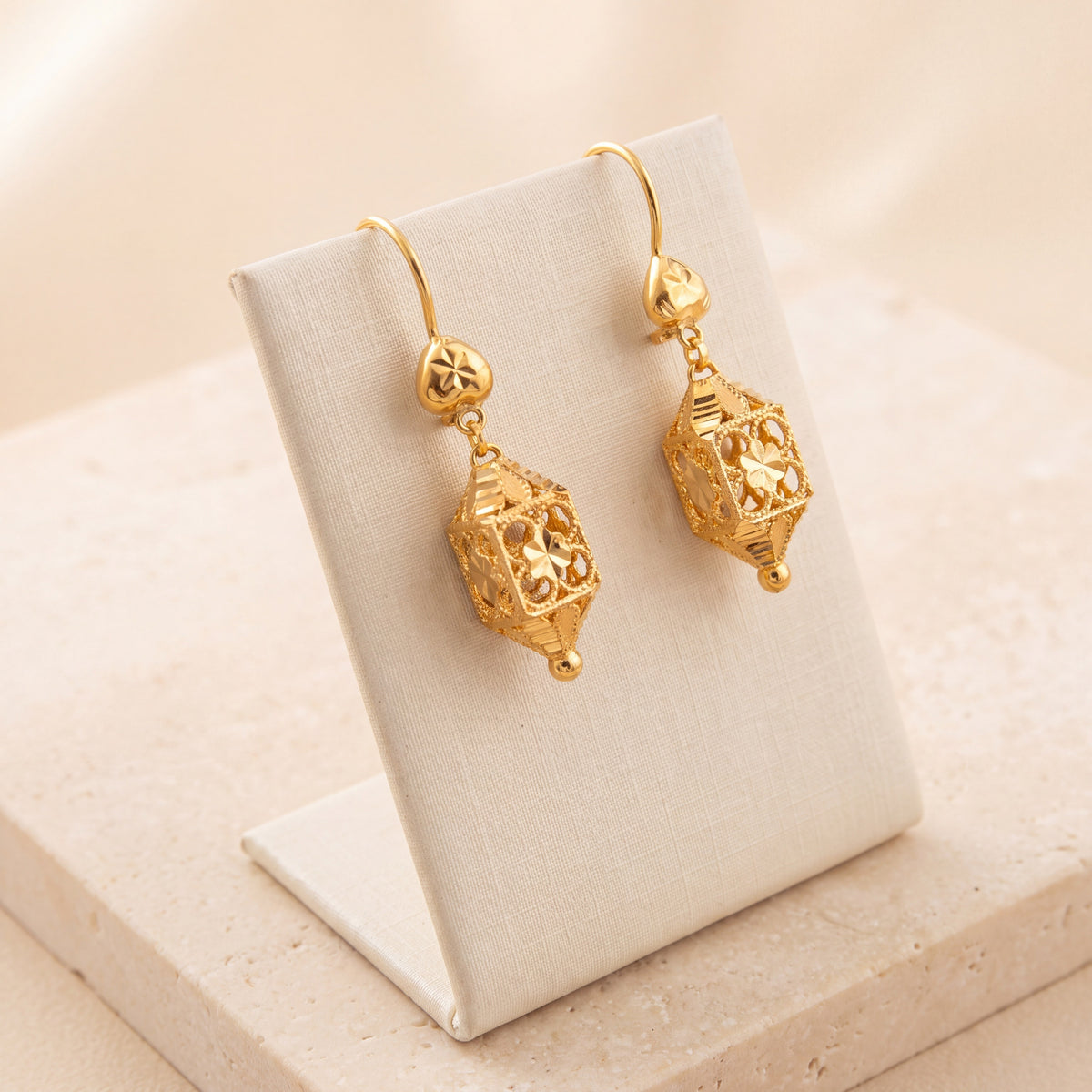 Kid's Bead Drop Earrings (D14) on travertine