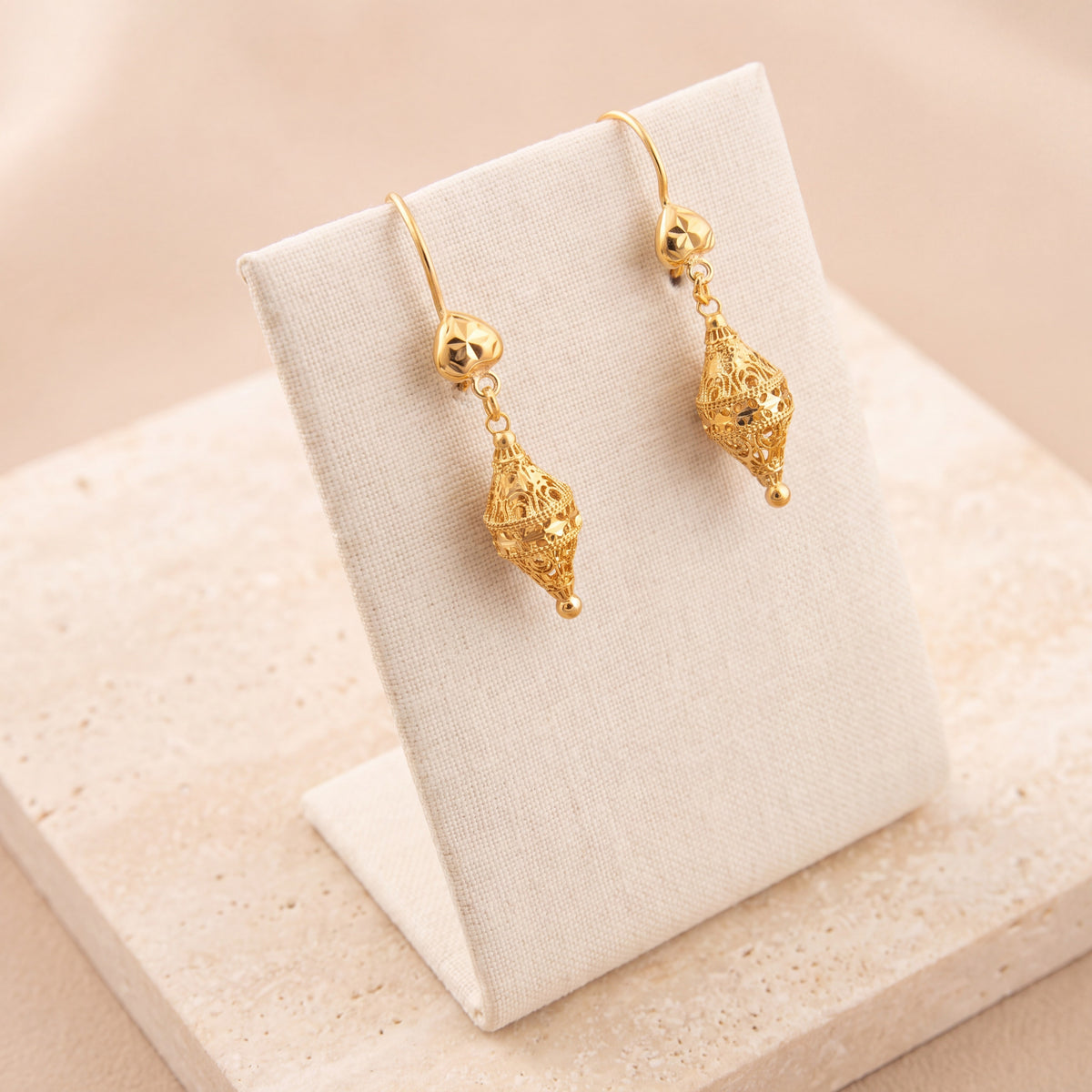 Kid's Bead Drop Earrings (D15) on travertine