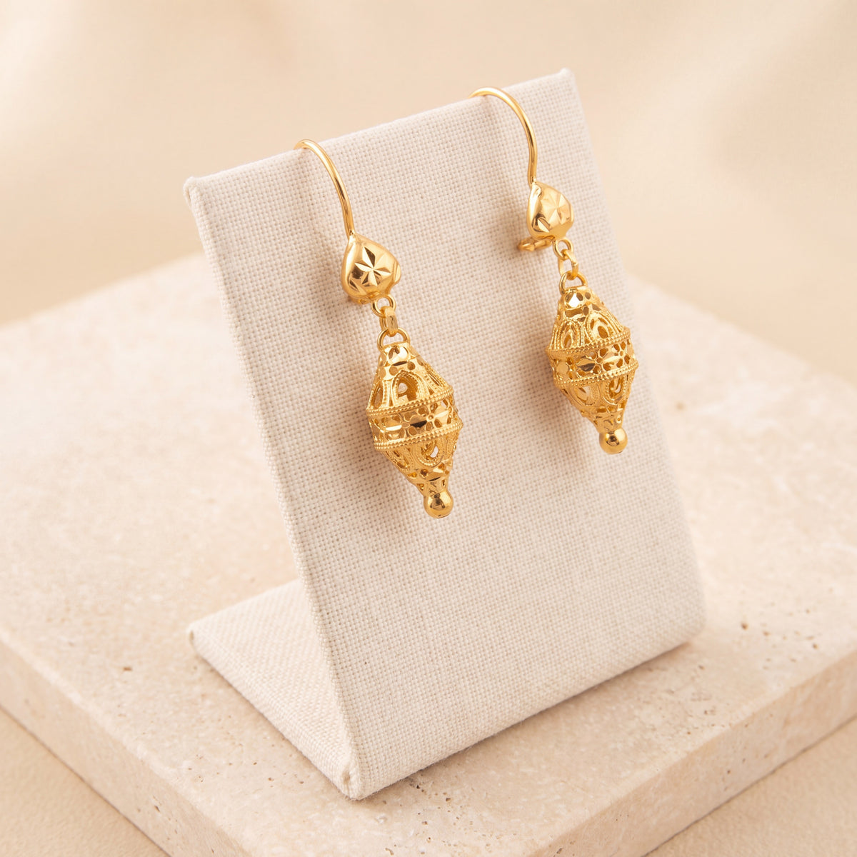 Kid's Bead Drop Earrings (D19) on travertine