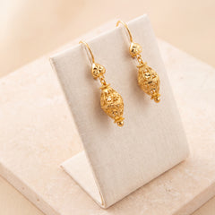 Kid's Bead Drop Earrings (D21) on travertine