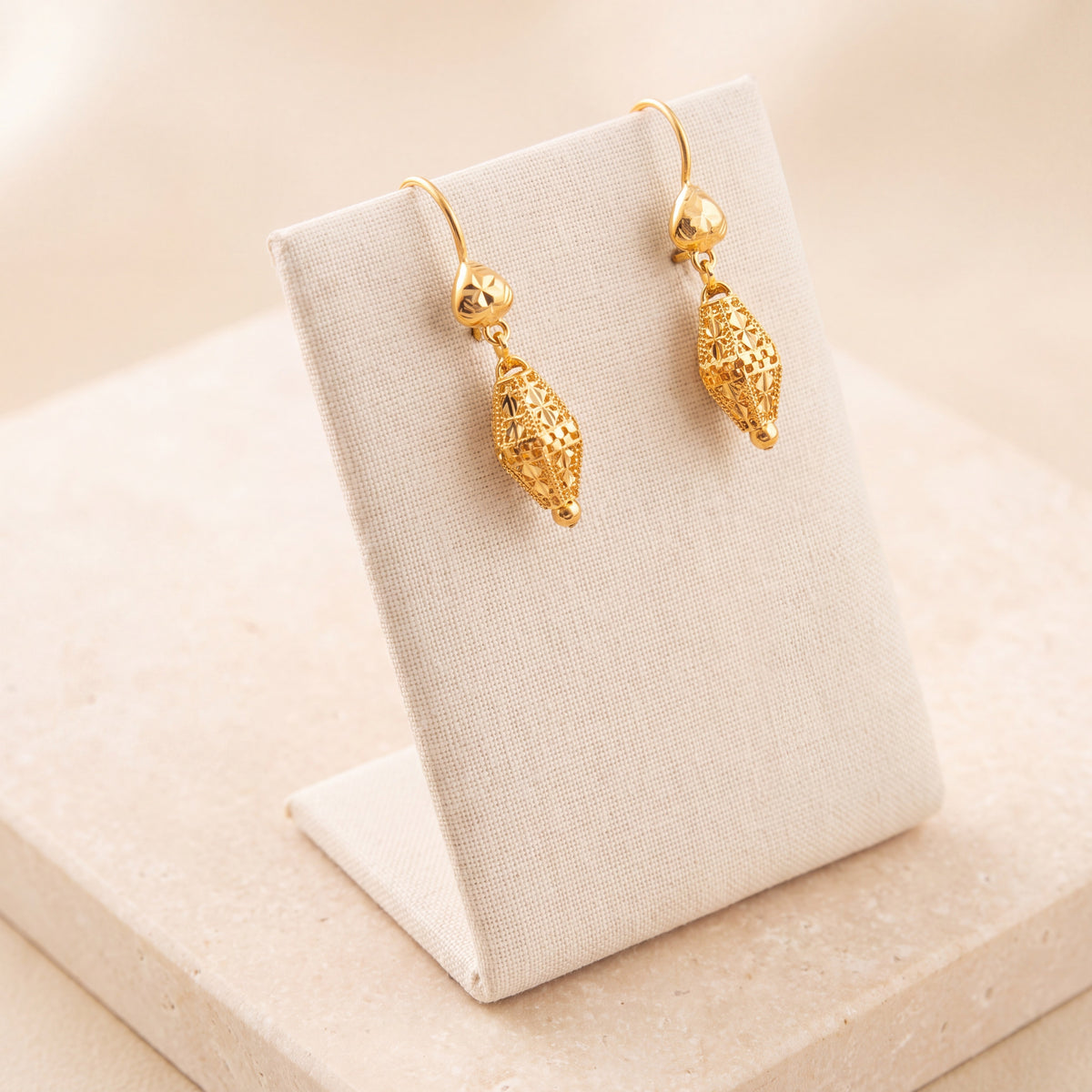 Kid's Bead Drop Earrings (D22) on travertine