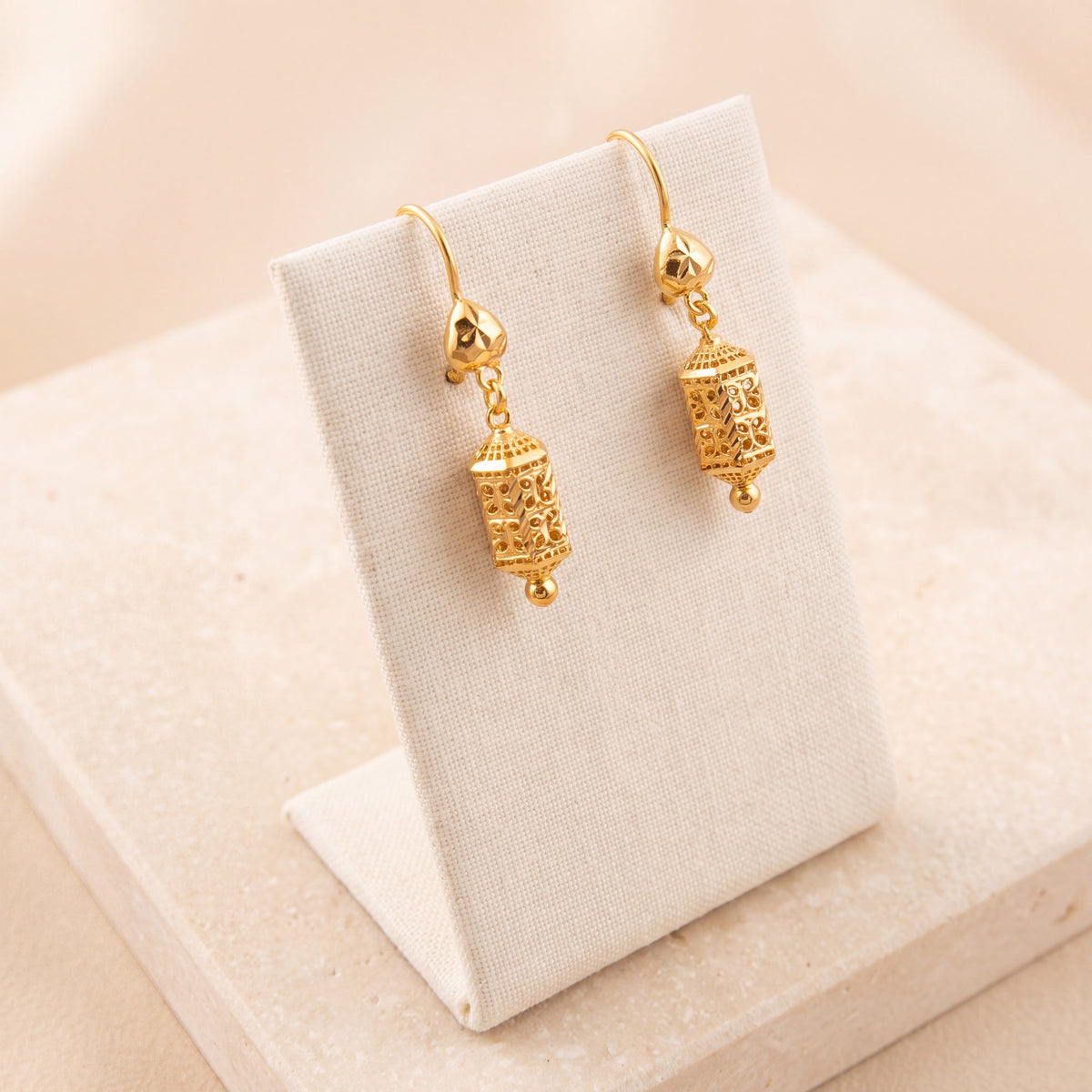 Kid's Bead Drop Earrings (D23) on travertine