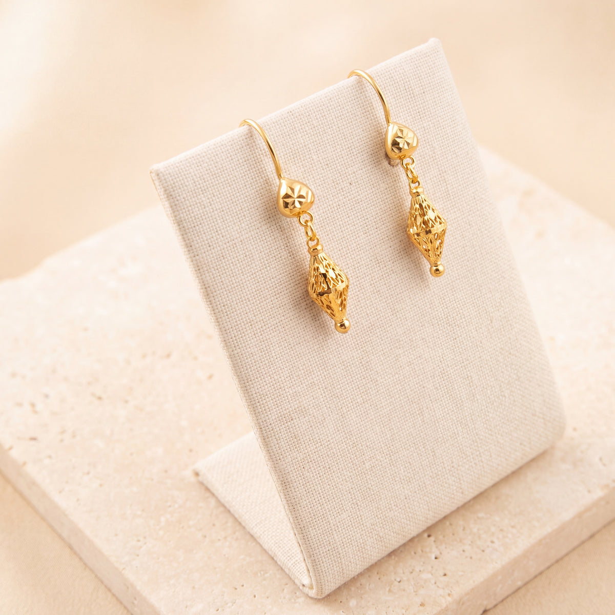 Kid's Bead Drop Earrings (D24) on travertine