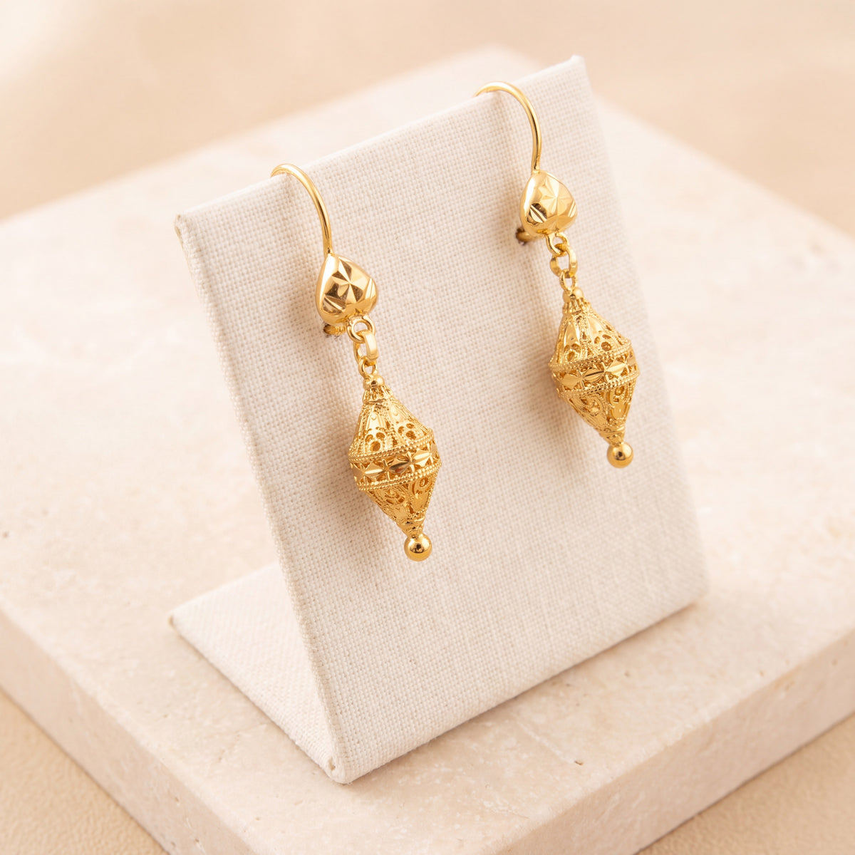 Kid's Bead Drop Earrings (D26) on travertine