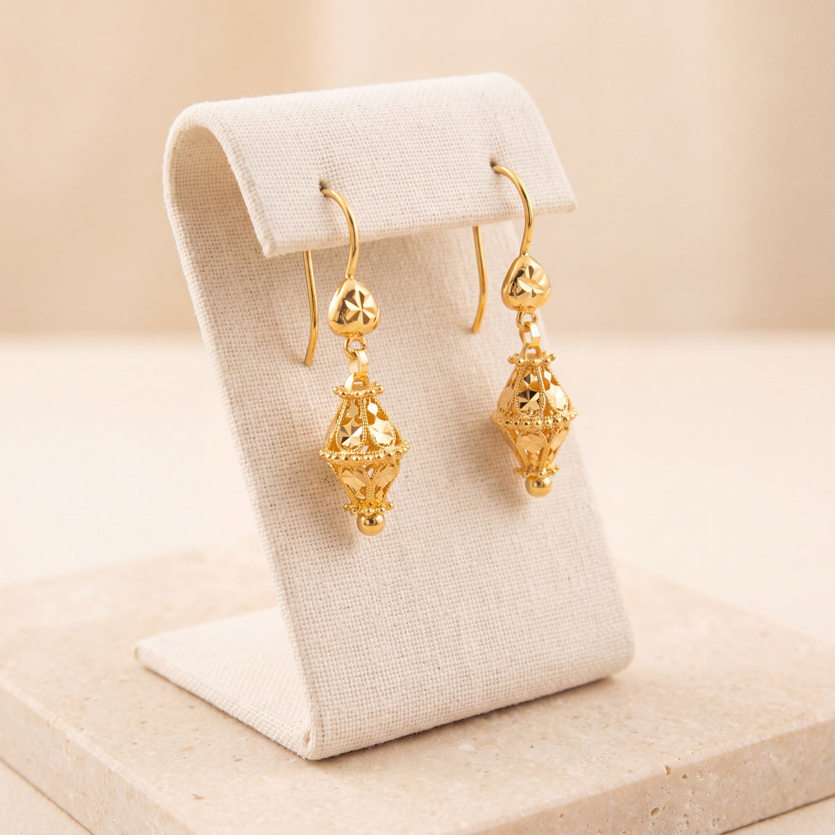 Kid's Bead Drop Earrings (D28) on travertine