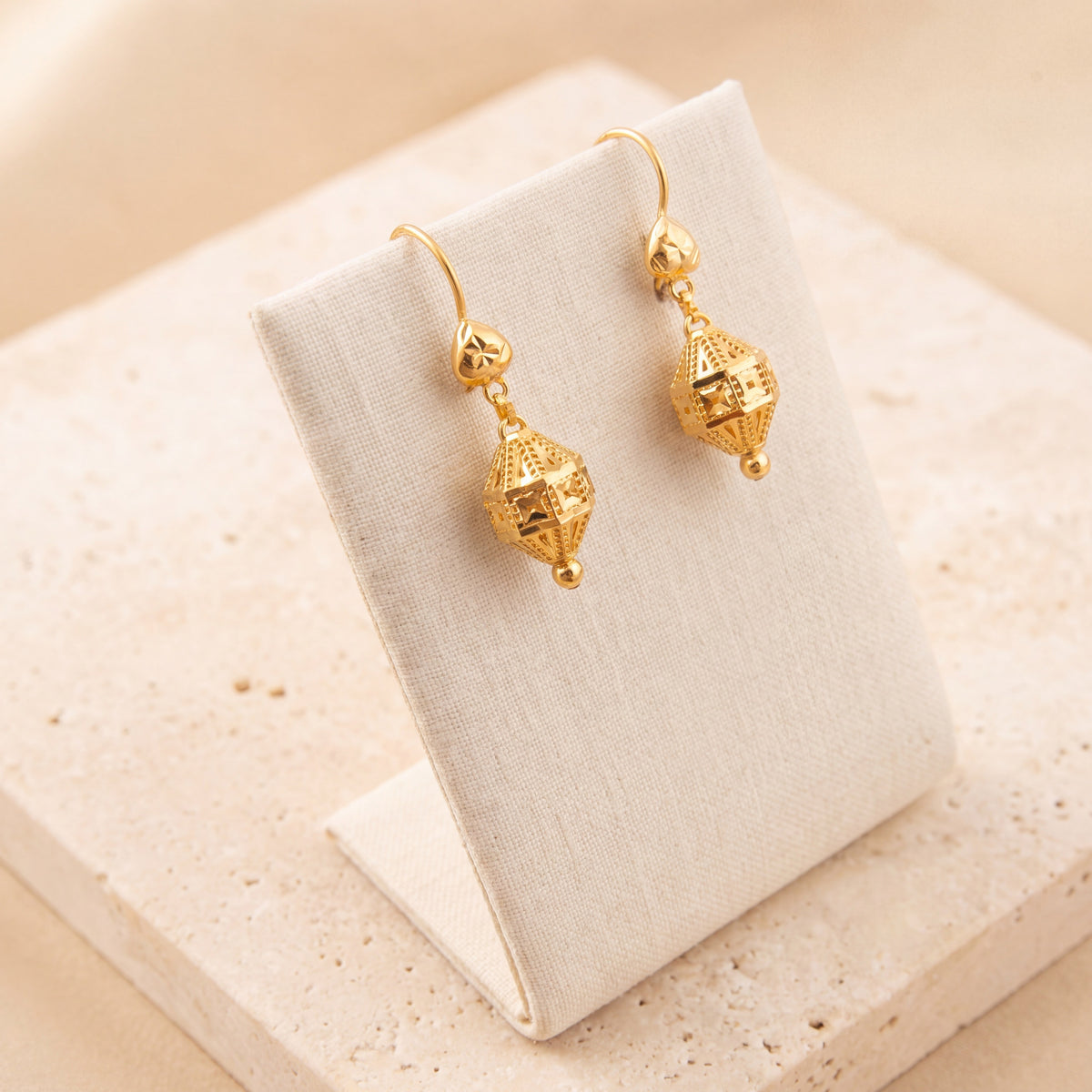 Kid's Bead Drop Earrings (D29) on travertine