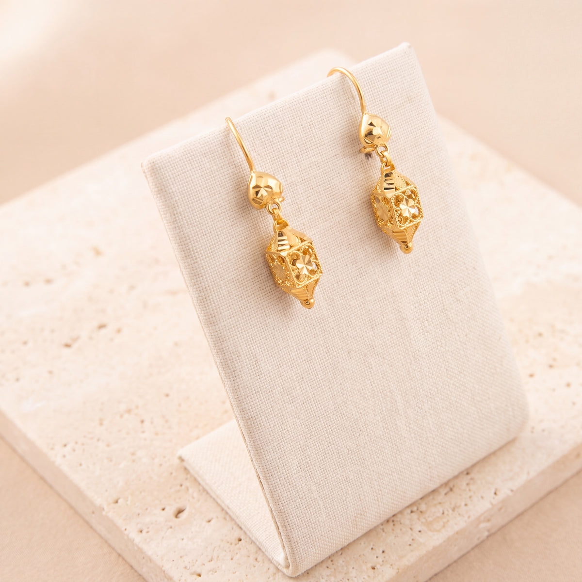 Kid's Bead Drop Earrings (D31) on travertine