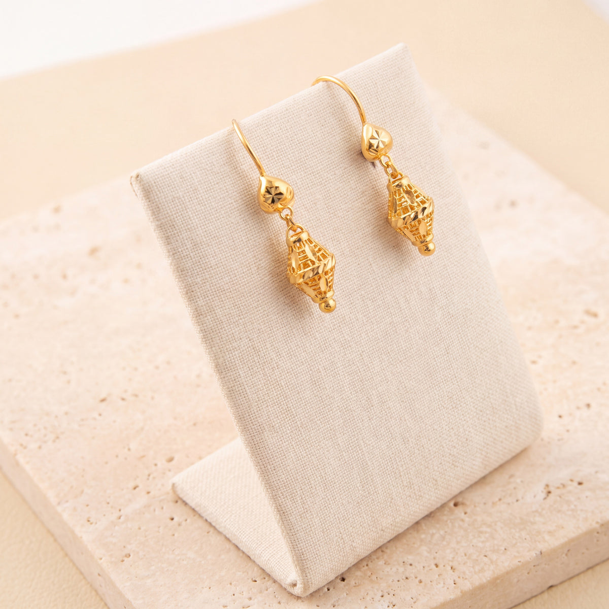 Kid's Bead Drop Earrings (D32) on travertine