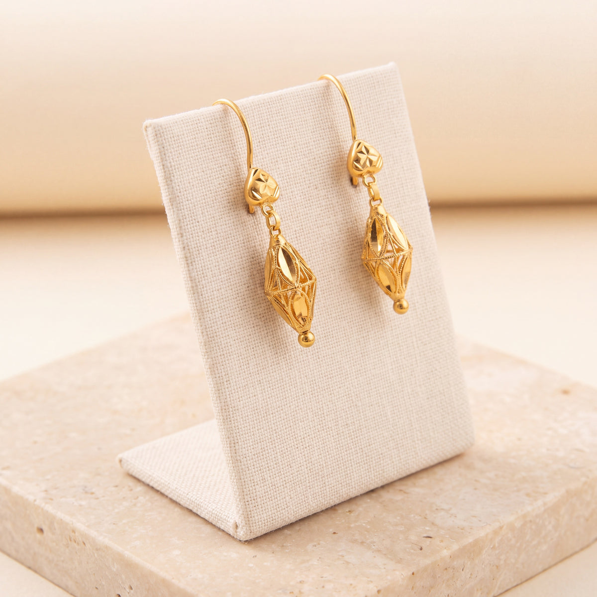 Kid's Bead Drop Earrings (D4) on travertine