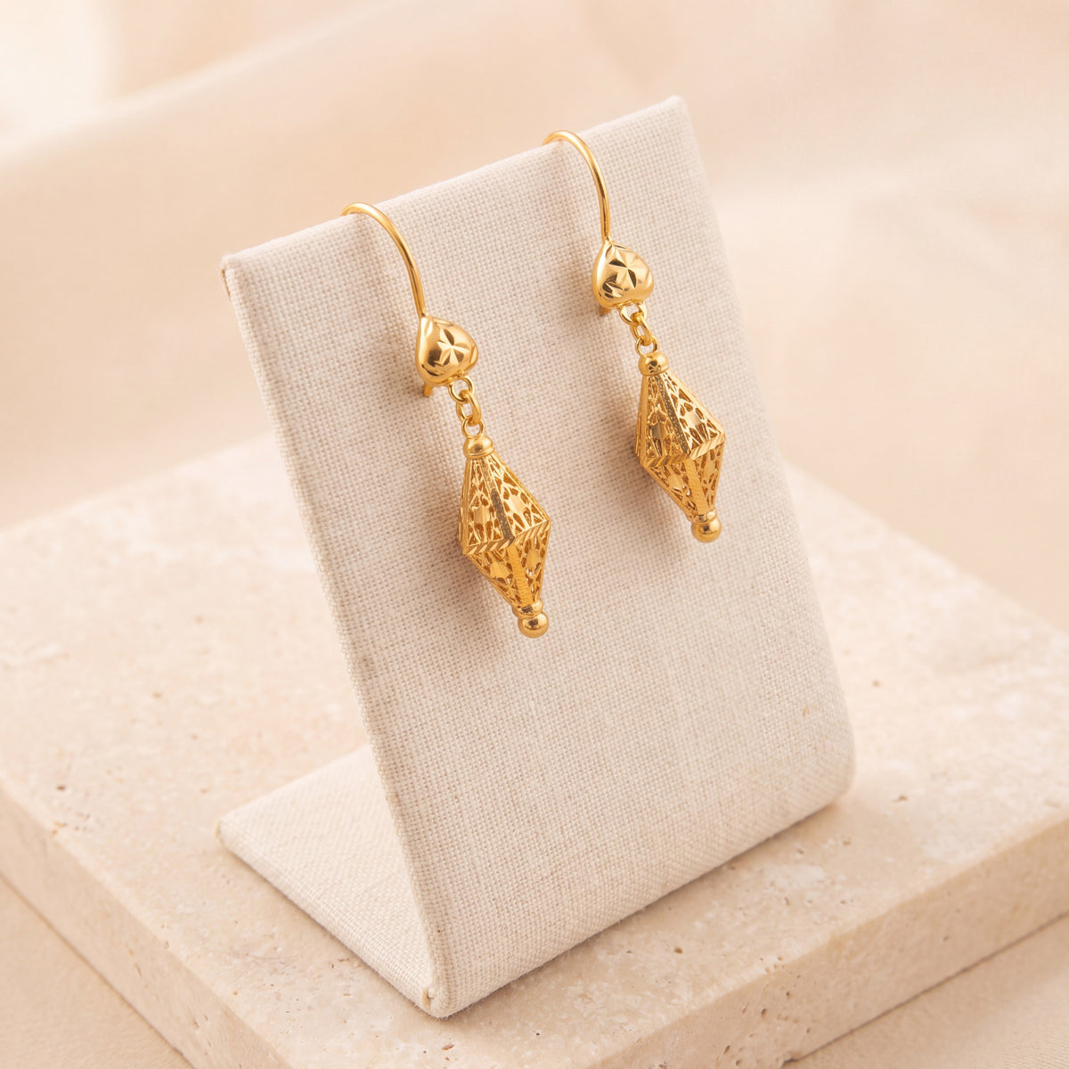 Kid's Bead Drop Earrings (D5) on travertine