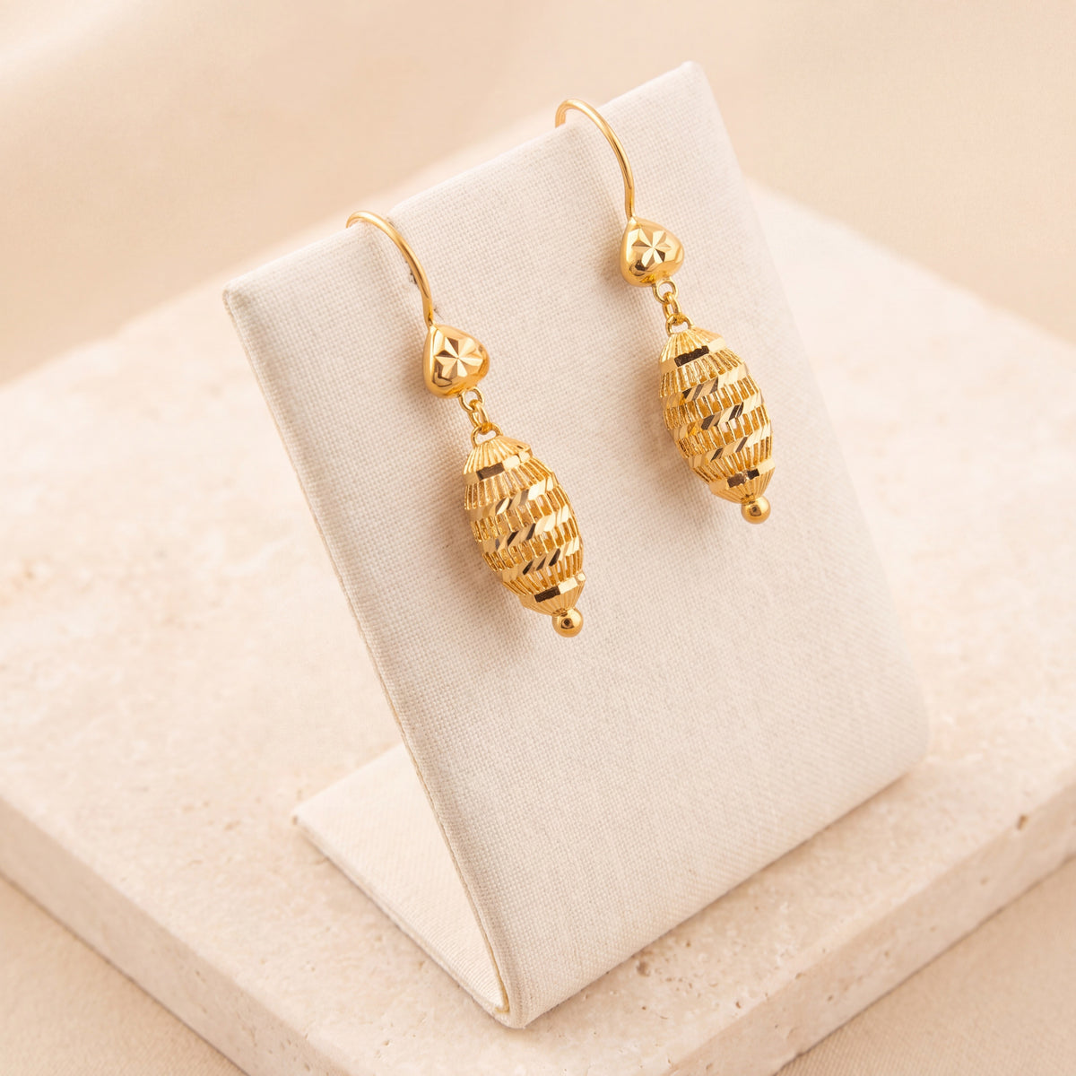 Kid's Bead Drop Earrings (D9) on travertine