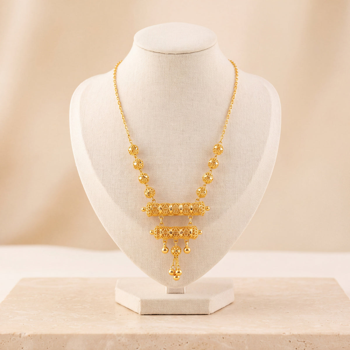 Kids 2 Step RP Mala Necklace 13 on travertine