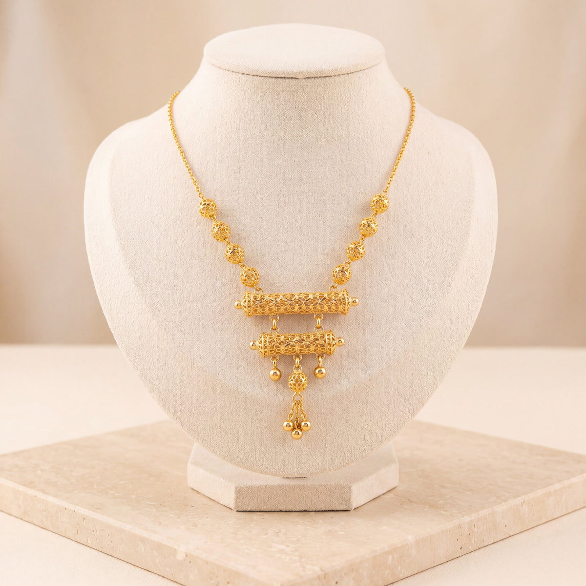 Kids 2 Step RP Mala Necklace 17 on travertine