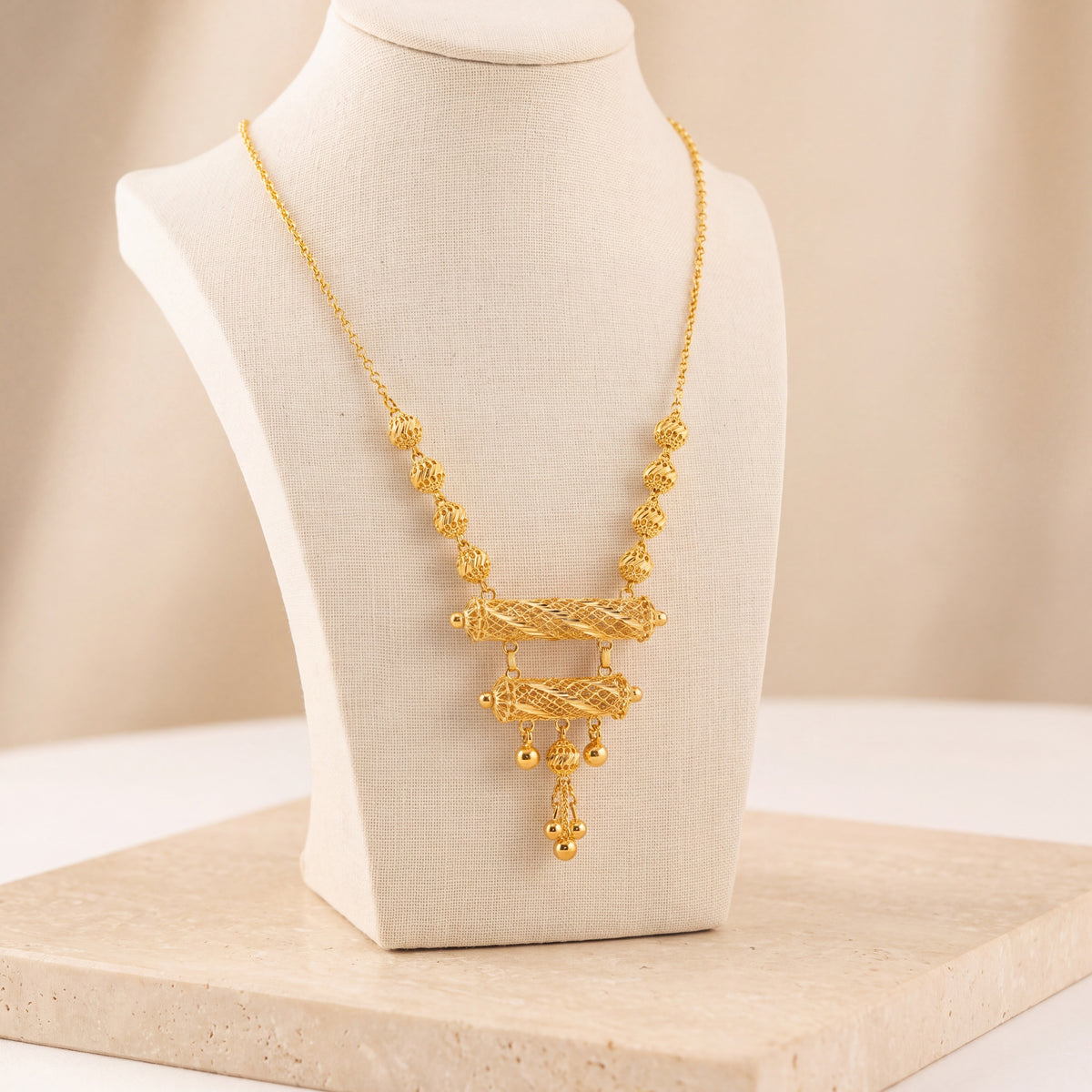 Kids 2 Step RP Mala Necklace 18 on travertine