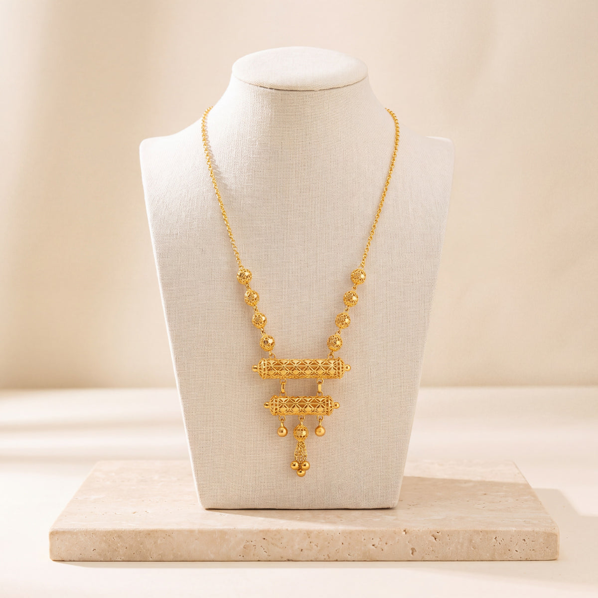 Kids 2 Step RP Mala Necklace 19 on travertine
